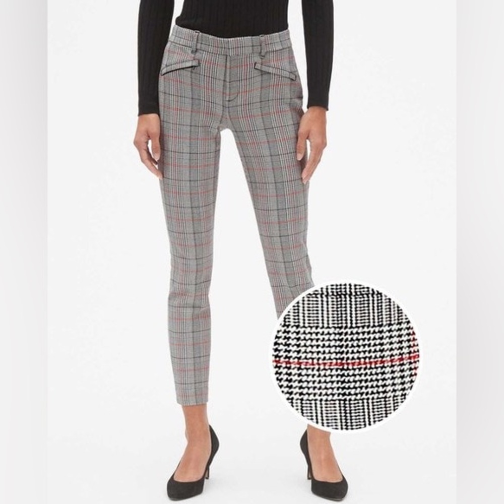GAP PLAID SKINNY ANKLE PANTS